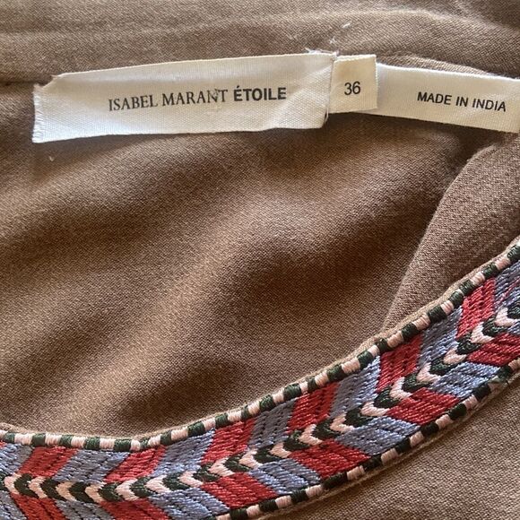 Isabel Marant Etoile Dress Tunic Taupe Fringed Bodice Sz Sm Nwot~SM 4… - Picture 7 of 7